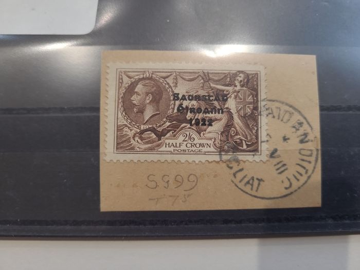 1935 Saorstat half crown Irish stamp 3 - line overprint re-engraved