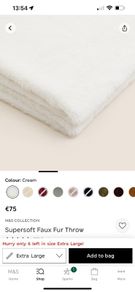 Marks and Spencer Faux Fur Ivory Throw