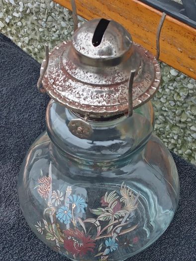 Antique/Vintage Clear Glass Oil Lamp