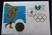 East Germany DDR Olympics 1988 Athletics coin stamp cover 10 mark BUNC vintage limited edition