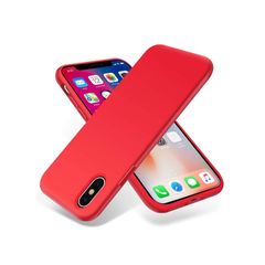 Liquid Silicone Case For iPhone XS Max Luxury Thin ShockProof Soft Phone Cover Red - FHT5IPXSMLK