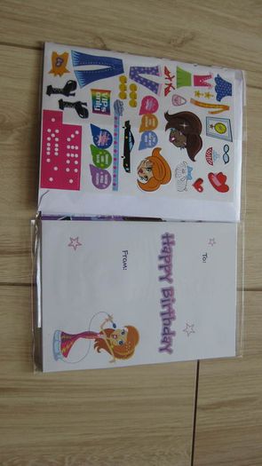 greeting card for the girl with stickers