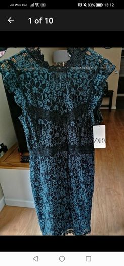 beautiful new zara black and green lace dress