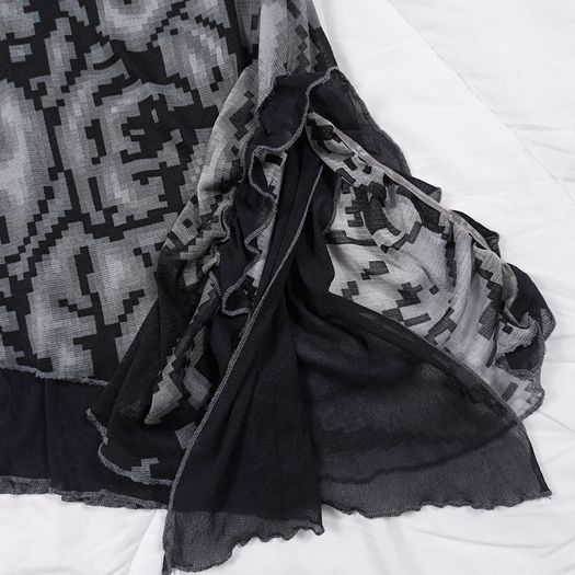 Mado Et Les Autres Vintage Black Grey Abstract Pattern Sheer Mesh Asymmetric Mini Dress 12UK/40EU