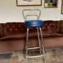 Mid 1959s Art Deco Inspired Chrome Bar Stool with Original Seat Top Image 9