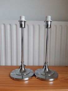 Pair of Lamps, Matching Set of 2 Chrome Lamps (Add your own Shades)