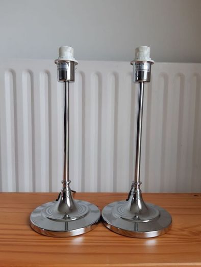 Pair of Lamps, Matching Set of 2 Chrome Lamps (Add your own Shades)