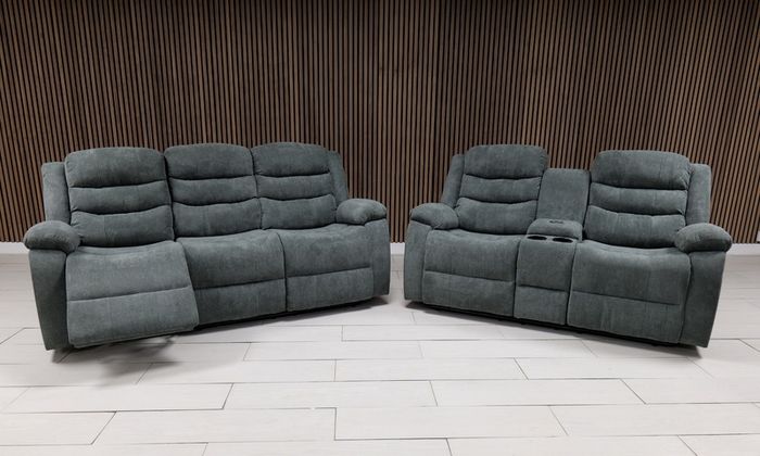 Roma Plus Grey Fabric Wireless Charging Recliner Sofa