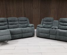 Roma Plus Grey Fabric Wireless Charging Recliner Sofa