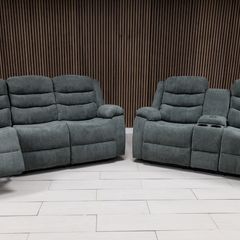 Roma Plus Grey Fabric Wireless Charging Recliner Sofa