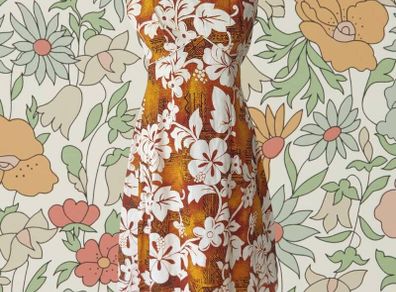VINTAGE 1960s Royal Hawaiian floral cotton mini dress S M 10 12 1960s Made in Hawaii