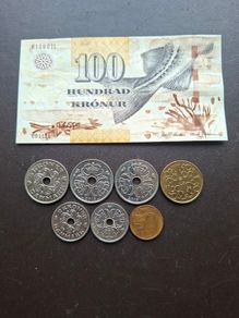 A Lot of one note and 7 coins from Faroe (1955-2001)