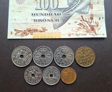 A Lot of one note and 7 coins from Faroe (1955-2001)