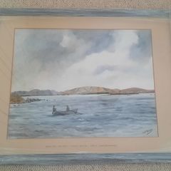 Watercolour by Captain J. D. Guille 'Rialisk Island, Lough Mask