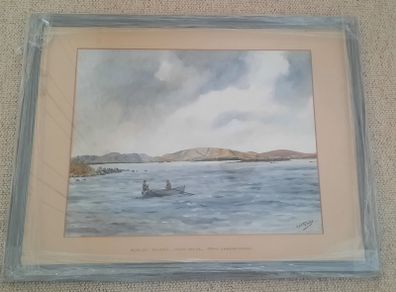 Watercolour by Captain J. D. Guille 'Rialisk Island, Lough Mask