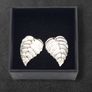 Vintage 925 Sterling Silver Leaf Stud Earrings Image 2