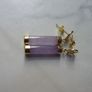 14K Gold Lavender Jade Bar Drop Earrings, Pierced Chinese Character, Sterling Silver Backs Image 5