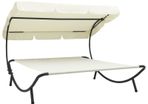 Outdoor Lounge Bed with Canopy Cream White