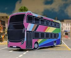Rainbow Bus Badge : Brooch: Tie pin, Free Post