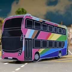 Rainbow Bus Badge : Brooch: Tie pin, Free Post