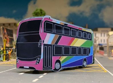 Rainbow Bus Badge : Brooch: Tie pin, Free Post