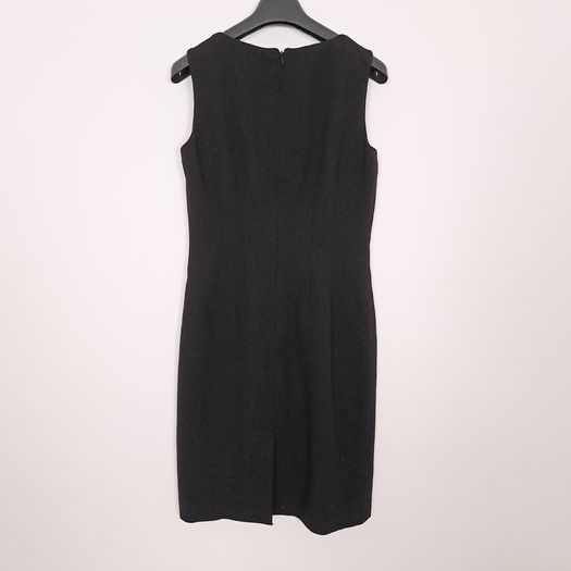 Hobbs Black Sleeveless Waist Pleated Tailored 100% Wool Sheath Dress 10UK/38EU