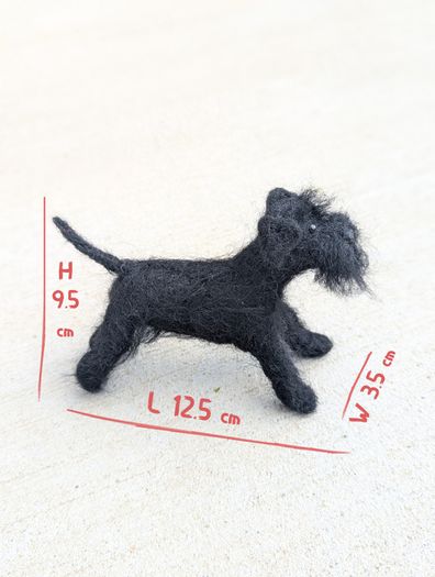 Handmade Felt Schnauzer (Woollen Black Dog)