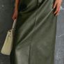 Green PU leather long skirt, size 10 Image 2