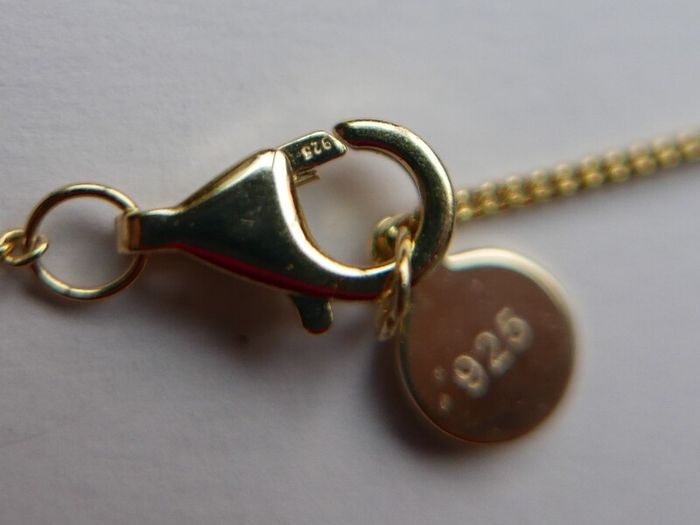 Vintage Sterling Silver 925 Gold Plated Moon Pendant Necklace length 20" - 6,1g