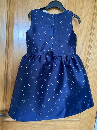 Girl's Elegant Occasion Navy Blue & Gold Star Dress