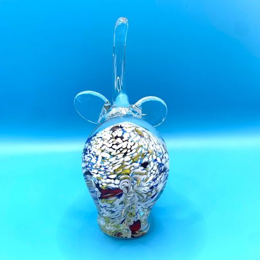 Vintage Murano Style Art Glass Elephant Paperweight: