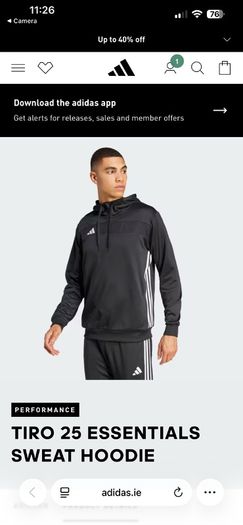 NEW Adidas Tiro Ess Hoodie size Men's Medium (Black colour)