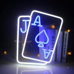 Cards Neon Signs for Wall Decor Poker Neon Light with USB Powered for Bedroom, Casino, Bar, Game Room, Home Decor (FREE POSTAGE)