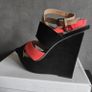 Wedge sandals Black and Coral suede, size 40 Image 3