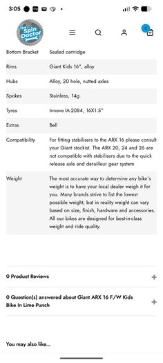giant arx 16 kids bicycle