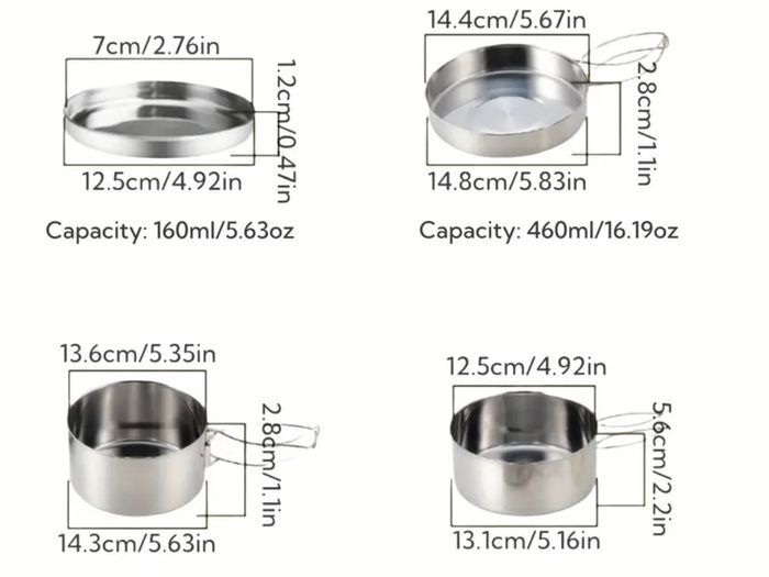 4 pieces camping cookware set. Compact and lightweight