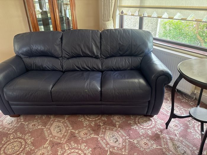 Navy leather couch