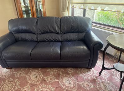 Navy leather couch