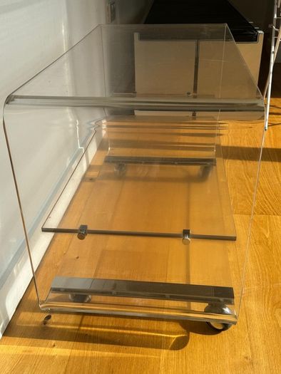 Vintage Clear Lucite/Acrylic Tv Stand/Shelf Unit on Chrome Casters.