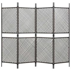 4-Panel Room Divider Poly Rattan Brown 240x200 cm