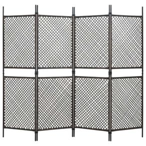 4-Panel Room Divider Poly Rattan Brown 240x200 cm