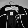 Harve Benard Raincoat, Womens Small, Black w White Piping, belted, knee-length Image 3