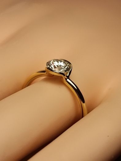 Gold Plated Sterling Silver Bezel set Moissanite Solitaire Ring