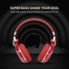 BLUEDIO Wireless Bluetooth 4.1 Headphones with Mic Red
