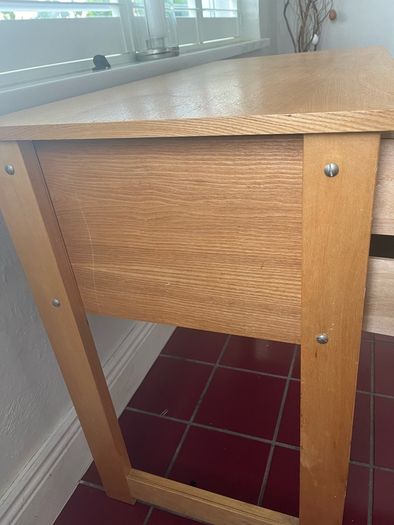 wooden desk with drawers