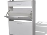 main image for ad _Shoe Cabinet with a Drawer and a Top Glass Shelf Wood White