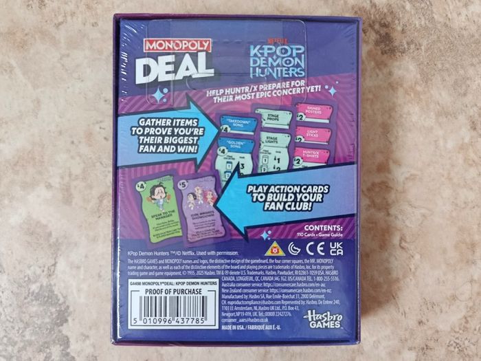 Monopoly DEAL K-Pop Demon Hunters Card Board Game Netflix 2-5 players 8+ Hasbro