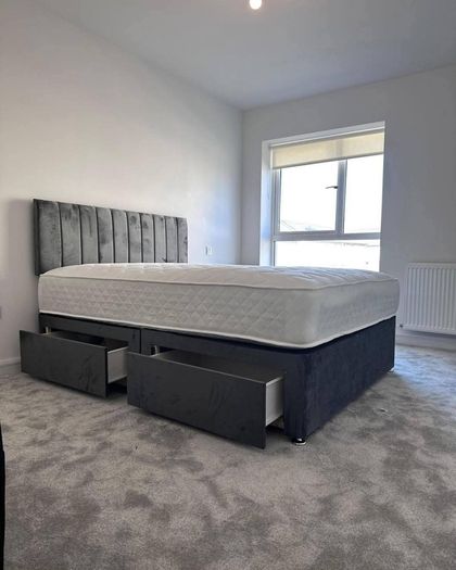New Double Beds With Headboard And Mattress