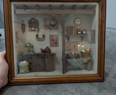 Handcrafted Country Kitchen Shadow Box. Folk Art Display