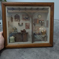 Handcrafted Country Kitchen Shadow Box. Folk Art Display